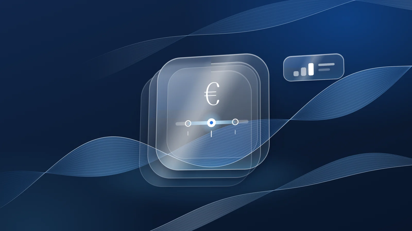 Ilustración de Valuant: placa de cristal con el símbolo del euro y una barra que marca un rango de valor y su punto central